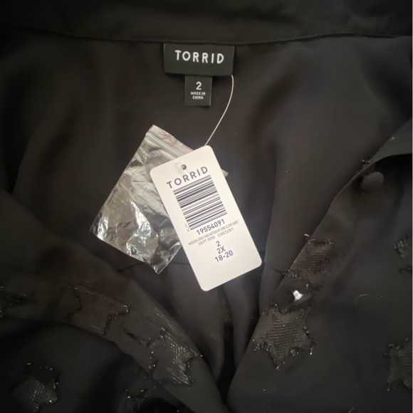 NWT Torrid Top Blouse Womens Size 2X whimsigoth Lace sheer Black Long Sleeve - Picture 4 of 5